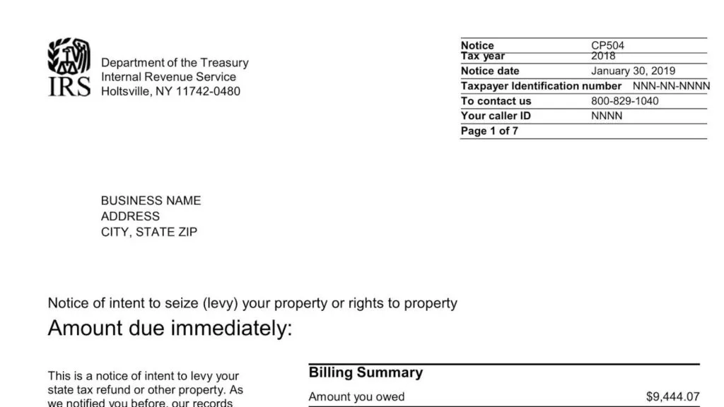 I Received a Notice of Intent to Levy as to Accounts, What Should I Do? 2 Immediate Steps After Receiving CP504