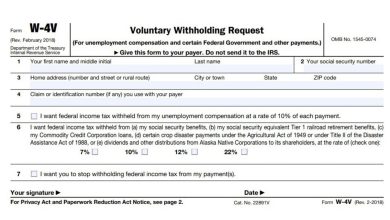 IRS Form W-4V Voluntary Withholding Request