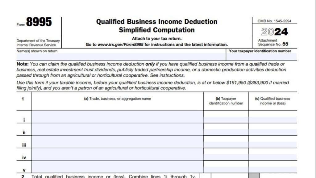 QBI Pass Through Entity Reporting Form 8995 2 How To Complete The QBI Pass Through Entity Reporting Form
