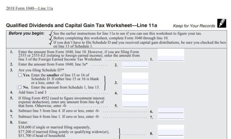 Qualified Dividends and Capital Gain Tax Worksheet 1 Qualified Dividends and Capital Gain Tax Worksheet