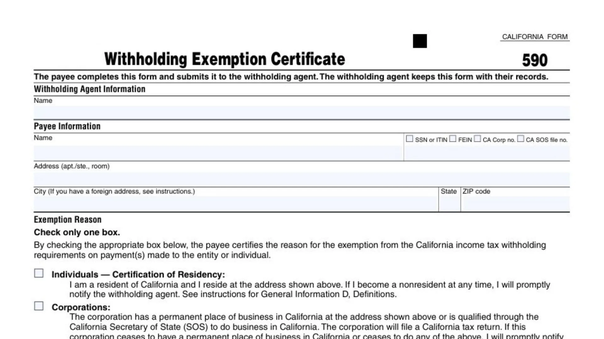 California Form 590 1 California Form 590
