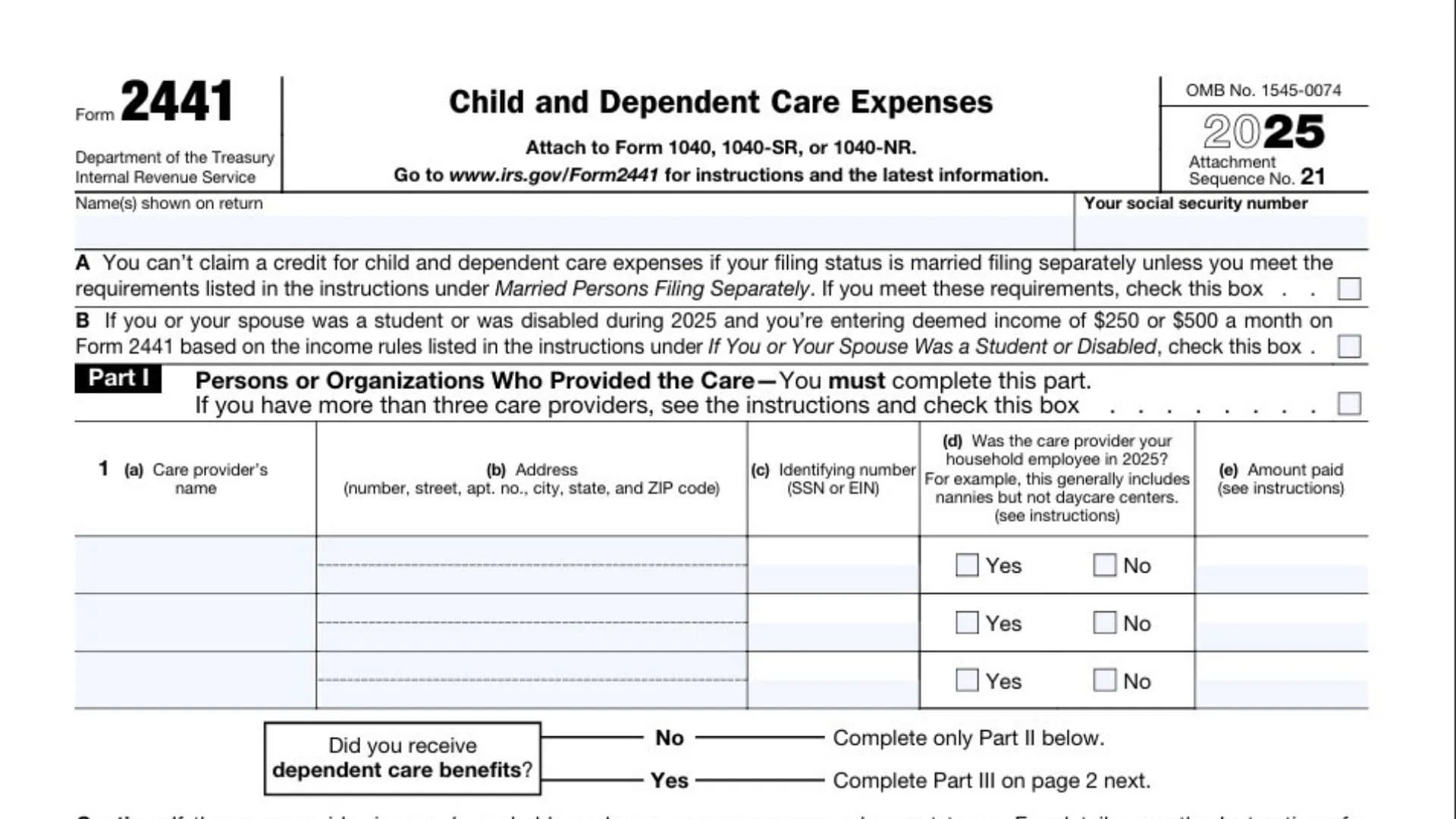 Form 2441 1 Form 2441