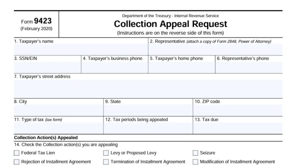 Where to Mail Form 9423 2 Mailing to the Automated Collection System (ACS)