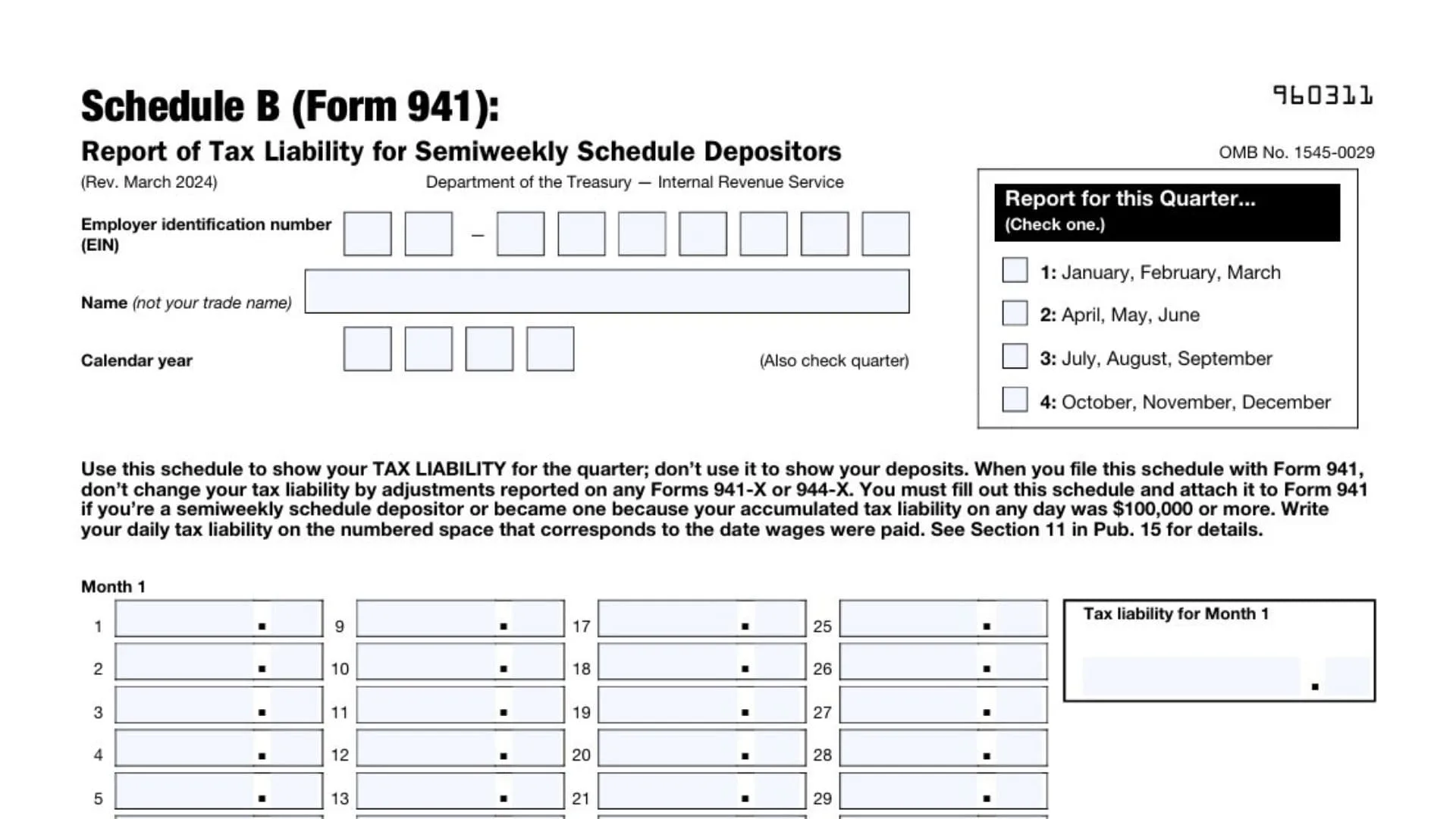 Schedule B (Form 941) Instructions 1 Schedule B (Form 941) Instructions