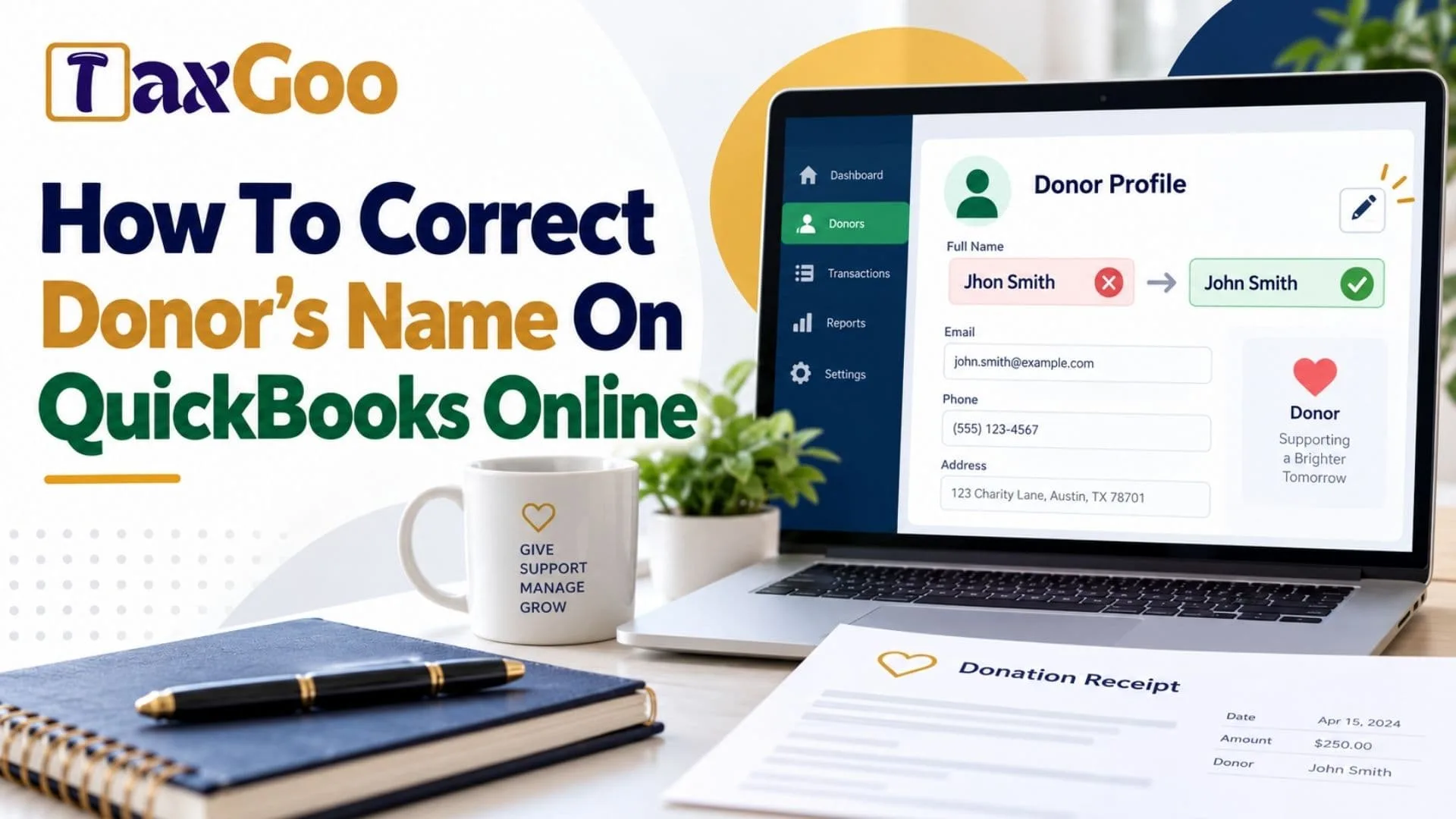 How To Correct Donor's Name In QuickBooks Online 1 How To Correct Donor's Name In QuickBooks Online