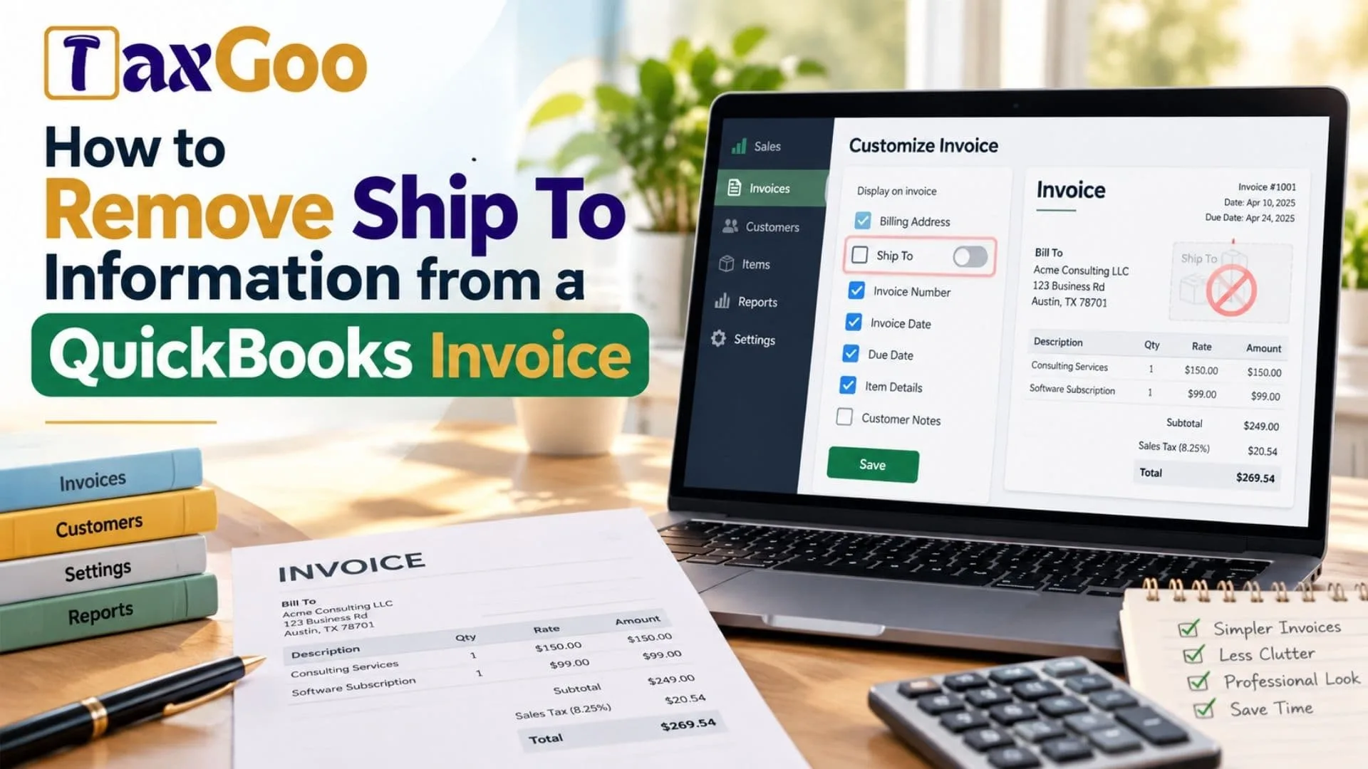 How to Remove Ship To Information from a QuickBooks Invoice 1 How to Remove Ship To Information from a QuickBooks Invoice